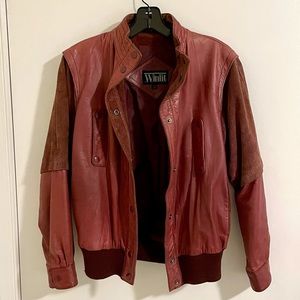 Vintage leather/suede bomber jacket, size 7-8 (fits small)